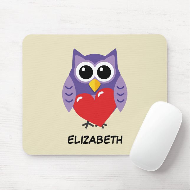 Mousepad Um Amor Coruja | Adicione seu nome (Com mouse)