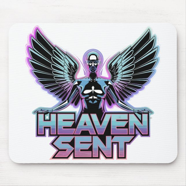Mousepad Um anjo metálico brilhante com asas, design Y2K (Frente)