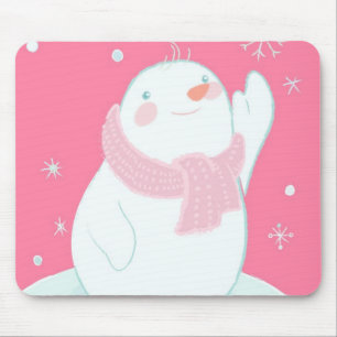 Mousepad Um boneco de neve que alcança para um floco de