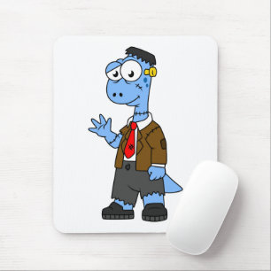 Mousepad Um Brontosauro De Cartoon Vestiu Como Frankenstein