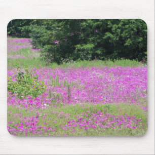 Mousepad Um campo de flores primavera cor-de-rosa