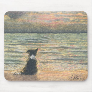 Mousepad Um cão de border collie diz olá! à manhã