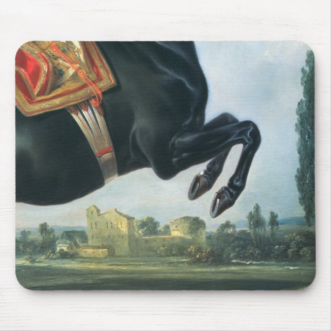 Mousepad Um cavalo preto que executa o Courbette (Frente)