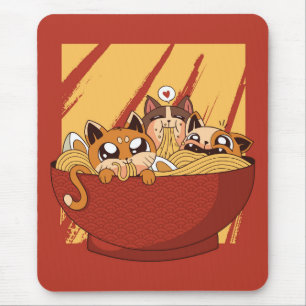 Mousepad Um Cheio de Bowl de Noodles e Kittens