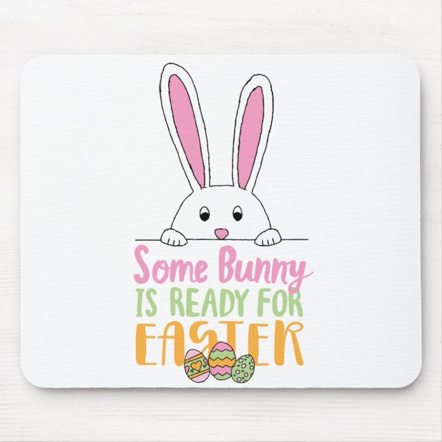 Mousepad Um coelhinho está pronto para Páscoa de ovos de co (Frente)