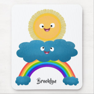 Mousepad Um desenho animado da nuvem-arco-íris, uma nuvem d