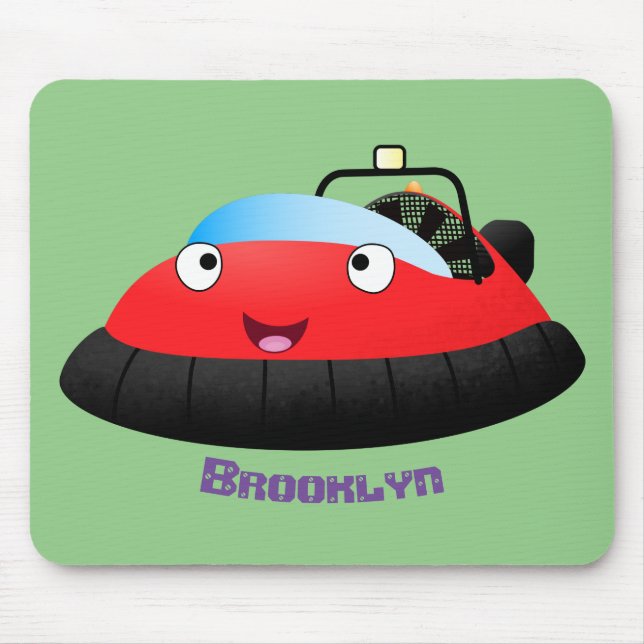 Mousepad Um desenho animado de hovercraft, vermelho e bonit (Frente)
