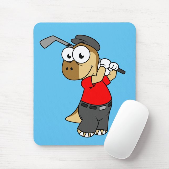 Mousepad Um Dinossauro Paquicéfalossauro Jogando Golfe. (Com mouse)