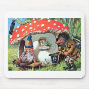Mousepad Um Gnomo vivendo em uma plantação de cogumelos