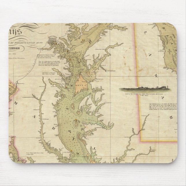 Mousepad Um Gráfico dos Baías Chesapeake e Delaware (Frente)