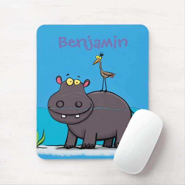 Mousepad Um hipopótamo engraçado bonito com desenhos animad (Com mouse)