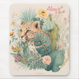 Mousepad Um leopardo atrás do costume do mato