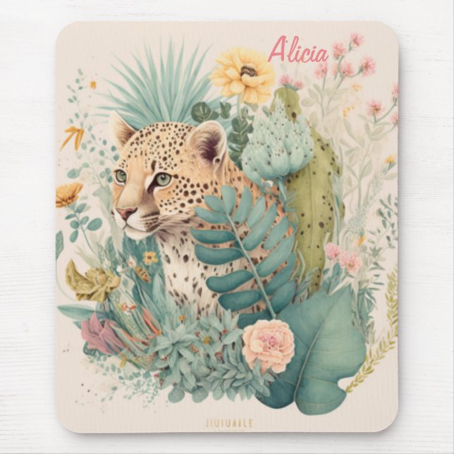 Mousepad Um leopardo atrás do costume do mato (Frente)