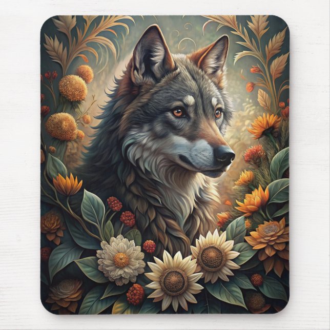 Mousepad Um Lobo Florestal Bonito (Frente)