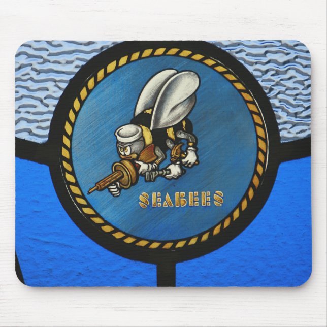 Mousepad Um logotipo do solteiro Seabee (Frente)