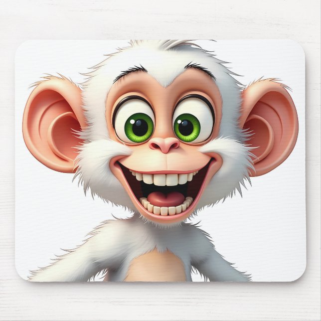 Mousepad Um macaco branco sorridente (Frente)
