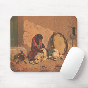 Mousepad Um Macaco E Um Cachorro Com Um Grande Tambourino