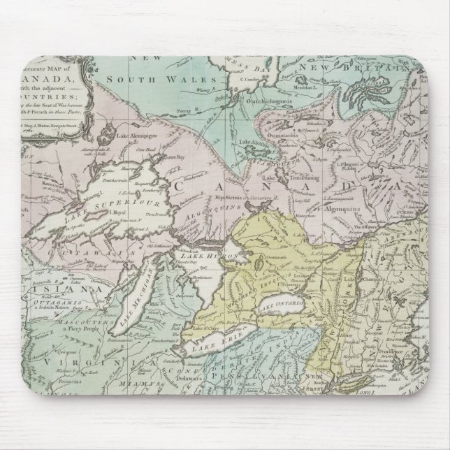 Mousepad Um mapa exato de Canadá, 1761 (Frente)