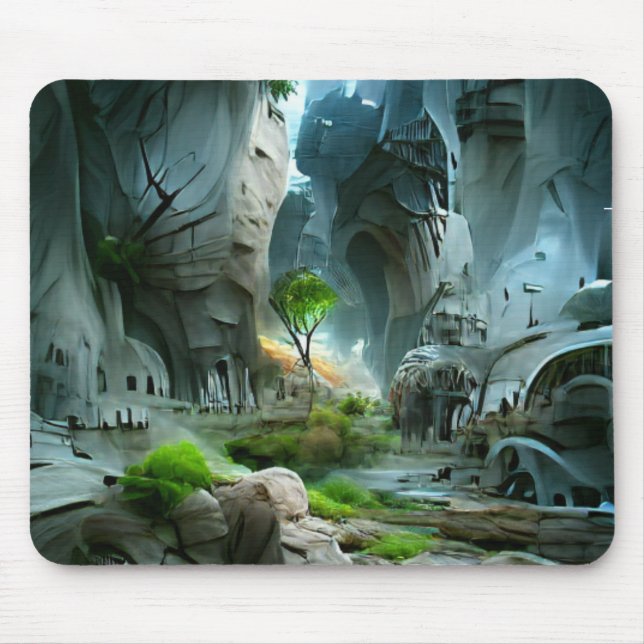 Mousepad Um Mundo Fantástico Paisagem Ambiente Cidade (Frente)