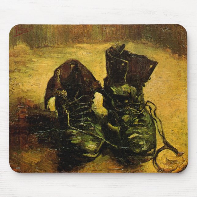 Mousepad Um Par de Sapatos por Vincent van Gogh (Frente)