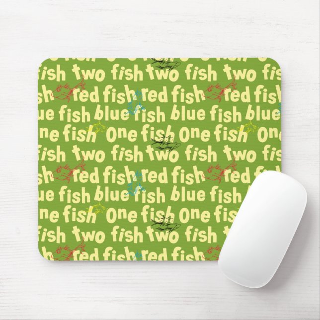 Mousepad Um Peixe Dois Peixes Padrão Tipográfico (Com mouse)