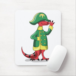 Mousepad Um Tiranossauro De Cartoon Vestido Como Napoleão.