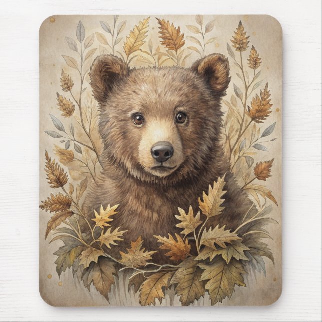 Mousepad Um Urso Bonito na Floresta (Frente)