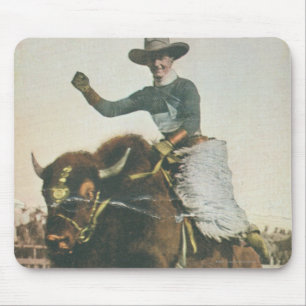 Mousepad Um vaqueiro feliz em um búfalo Bucking