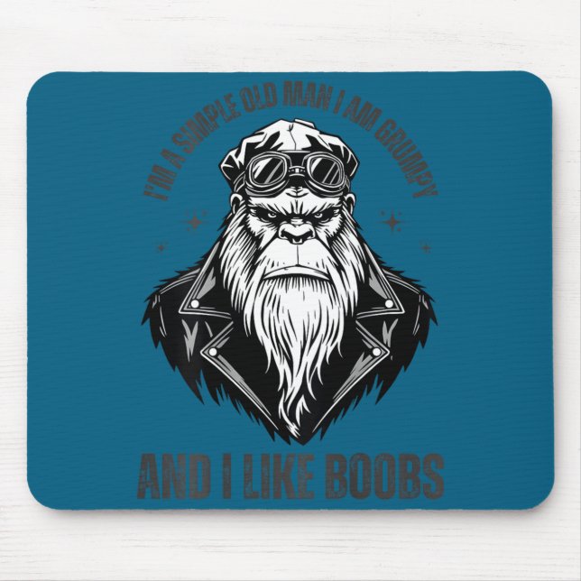 Mousepad Um velho simples e rabugento e gosto (nas costas) (Frente)