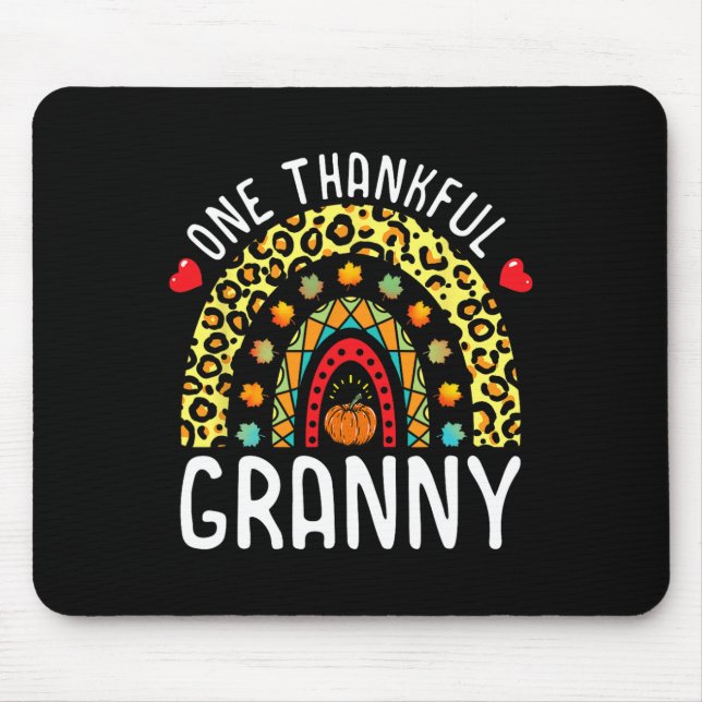 Mousepad Uma avó agradecida Ação de Graças Rainbow Leopard  (Frente)