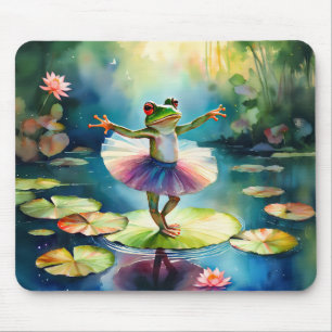 Mousepad Uma bailarina de sapo dançando em uma folha de lót