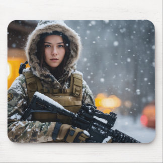 Mousepad Uma bela almofada de rato de soldado-morena