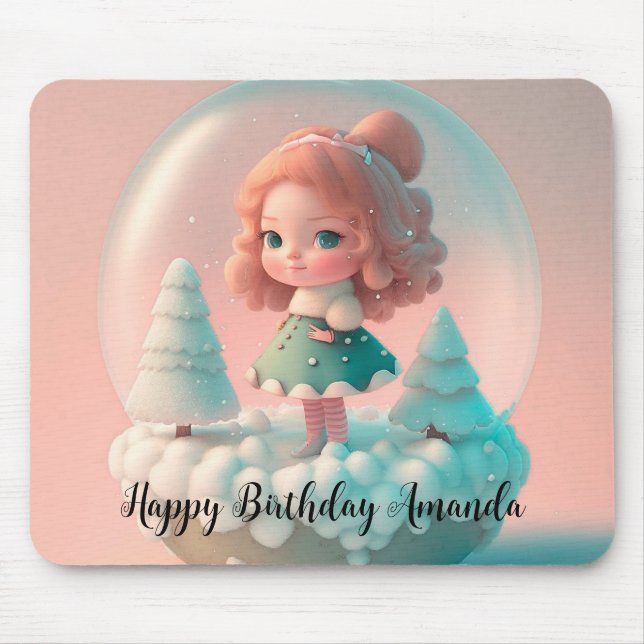 Mousepad Uma boneca engraçada numa nuvem (Frente)
