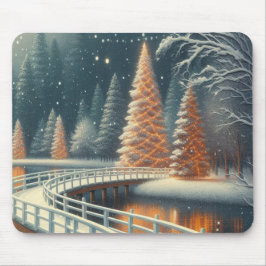 Mousepad Uma cena de Natal com neve melancólica à antiga