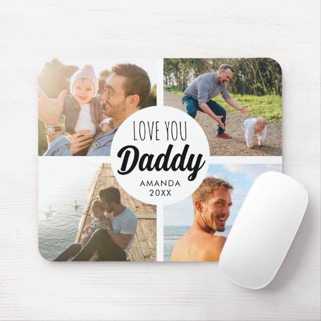 Mousepad Uma Colagem Personalizada De Fotografias "Pai" Com (Com mouse)