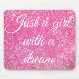 Mousepad UMA GAROTA COM UM SONHO Brilho Rosa Quente Purpuri