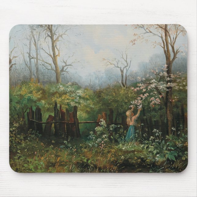 Mousepad Uma garota no jardim - Olga Wisinger-Florian (Frente)