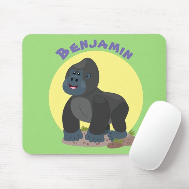 Mousepad Uma ilustração de desenho animado de gorila, um gr (Com mouse)