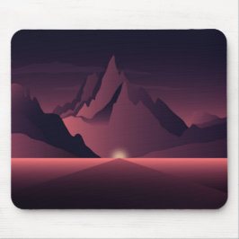 Mousepad Uma ilustração do pôr do sol na montanha