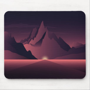 Mousepad Uma ilustração do pôr do sol na montanha