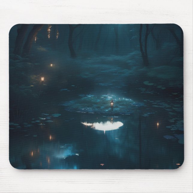 Mousepad Uma Lua Sonhadora Em Uma Floresta Densa (Frente)