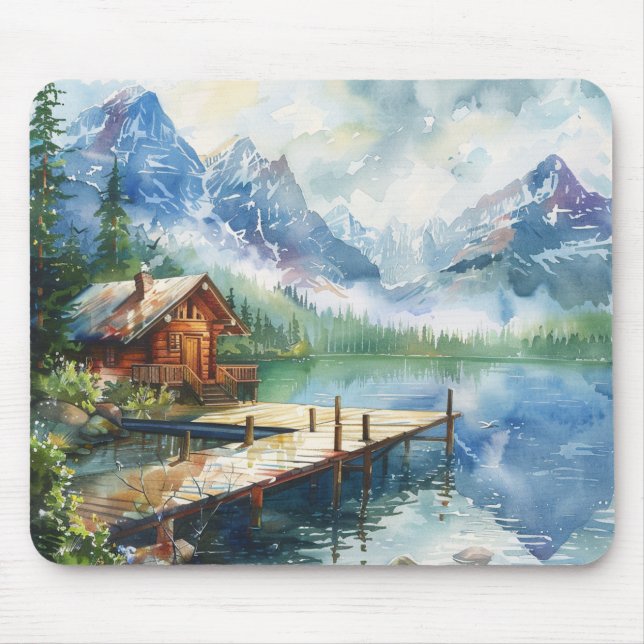 Mousepad Uma Mangueira de Pesca no Lago (Frente)