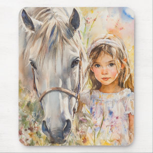 Mousepad Uma Menina com um Cavalo