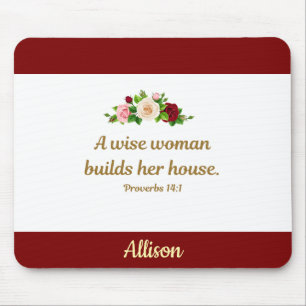 Mousepad Uma Mulher Sábia - Provérbios 14:1 Personalizado