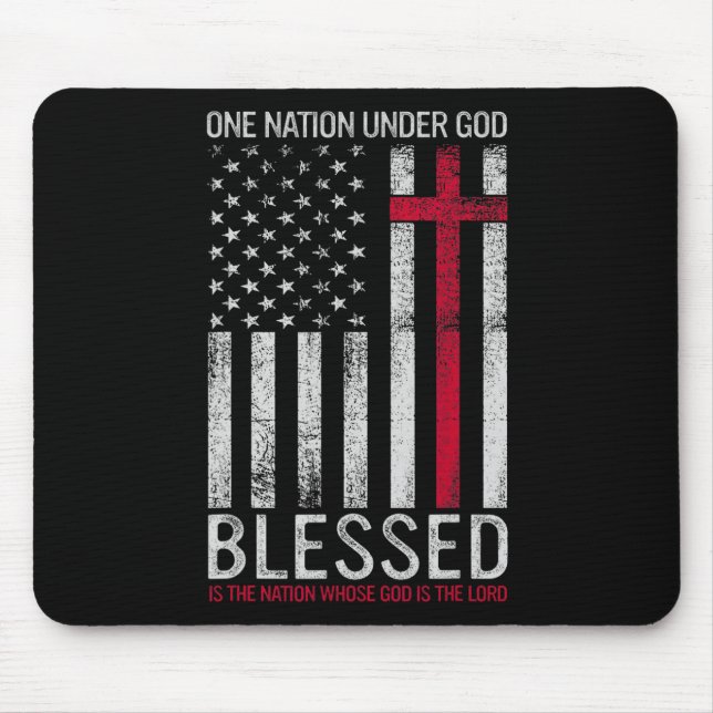 Mousepad Uma Nação Sob Deus Jesus Abençoou a Bandeira Ameri (Frente)