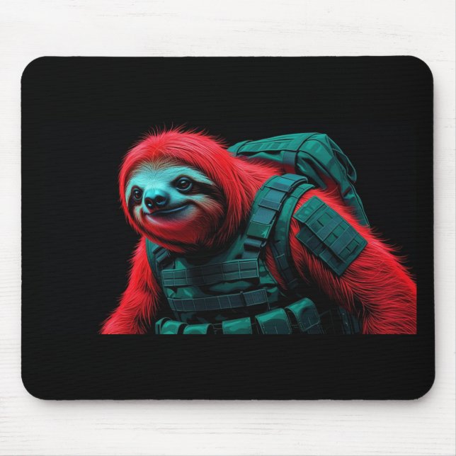 Mousepad uma preguiça vermelha em seu uniforme de comando (Frente)