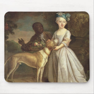 Mousepad Uma rapariga com um cão e uma página, 1720-30