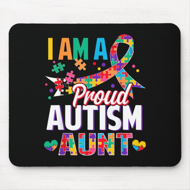 Mousepad Uma Tia Orgulhosa do Autismo Peça do Quebra-cabeça (Frente)