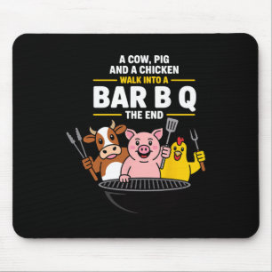 Mousepad Uma Vaca, Um Porco E Uma Galinha Entram Em Um Chur