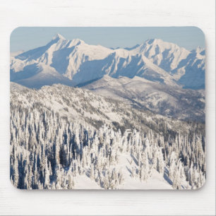 Mousepad Uma vista cénico de montanhas nevado e de árvore